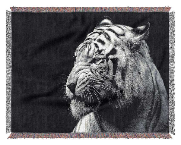 Tiger Black And White 2 Woven Blanket