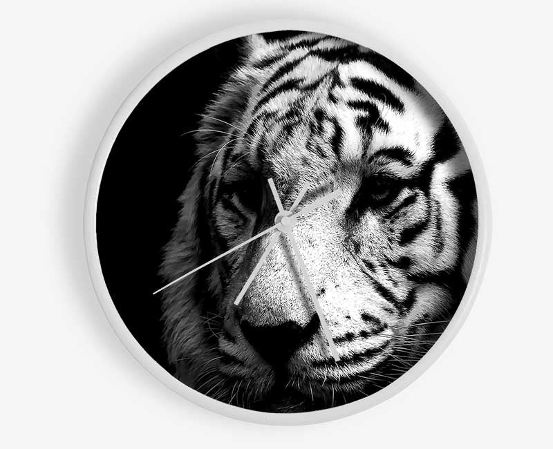 Tiger Black And White Clock - Wallart-Direct UK