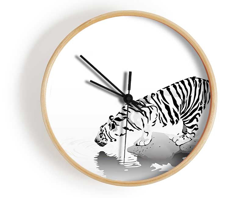 Tiger Drinking Clock - Wallart-Direct UK