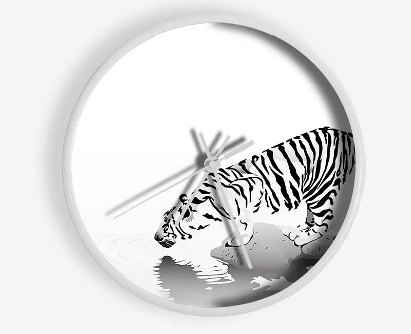 Tiger Drinking Clock - Wallart-Direct UK