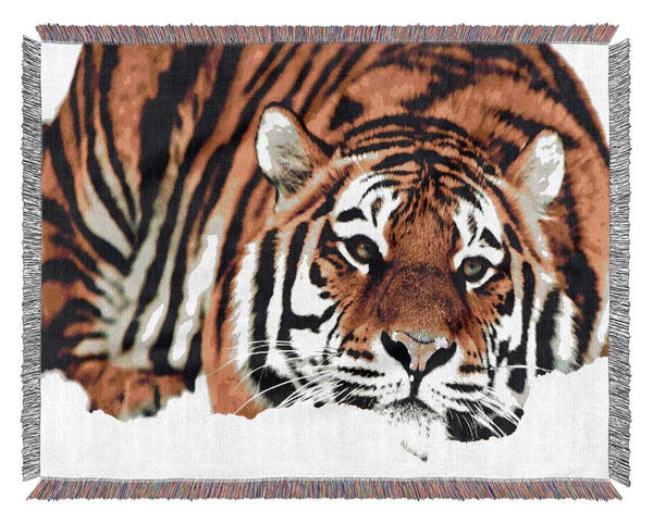 Tiger After The Hunt Woven Blanket