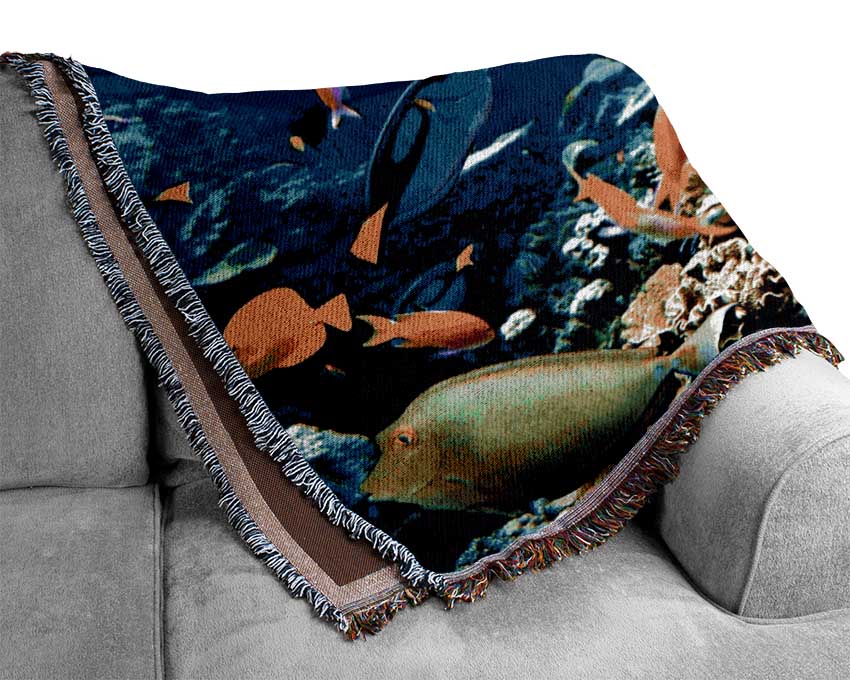 Tropical Fish Underwater Woven Blanket