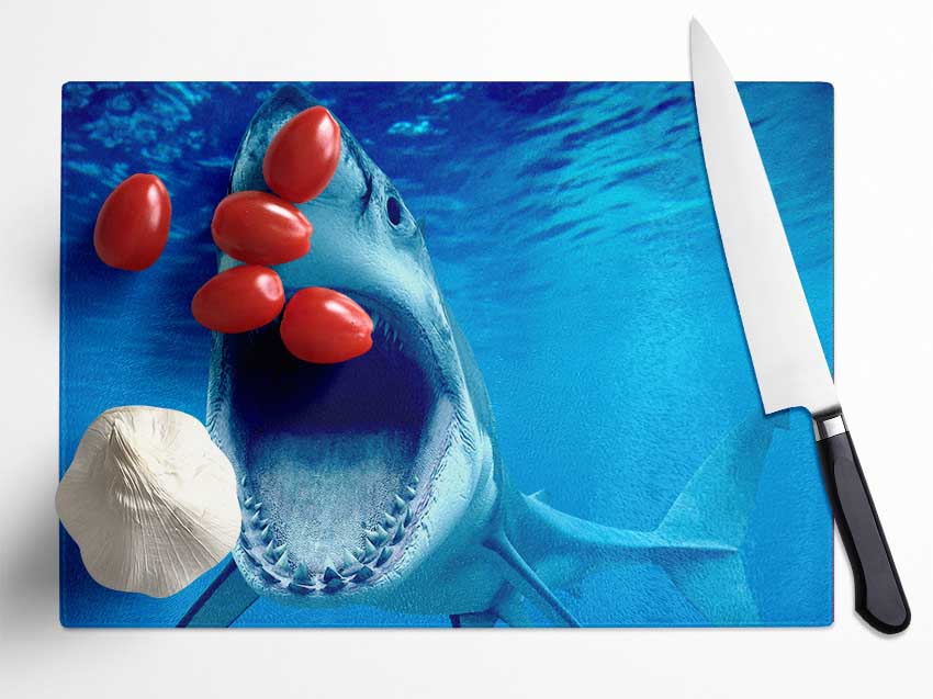 White Shark Teeth Glass Chopping Board