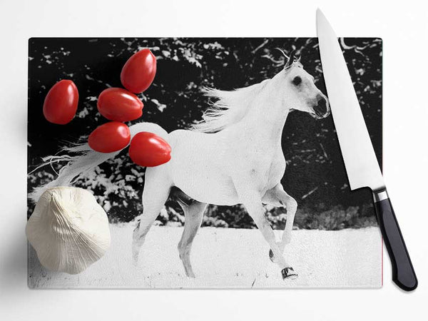 White Stallion Trot Glass Chopping Board