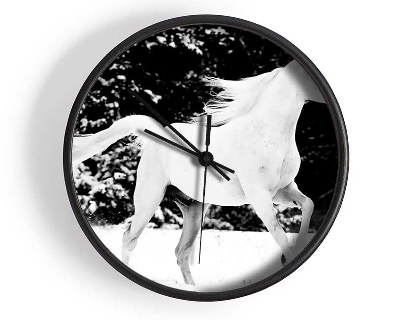 White Stallion Trot Clock - Wallart-Direct UK