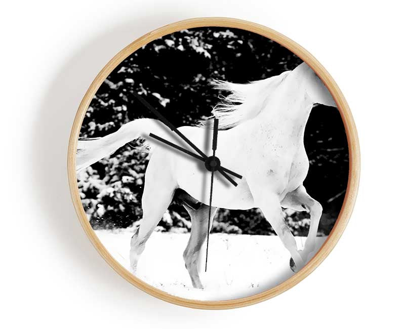 White Stallion Trot Clock - Wallart-Direct UK