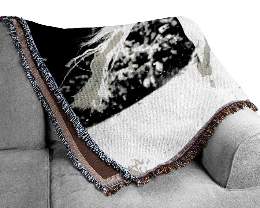 White Stallion Trot Woven Blanket