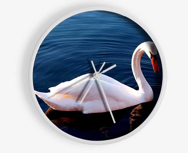 White Swan In Water Clock - Wallart-Direct UK