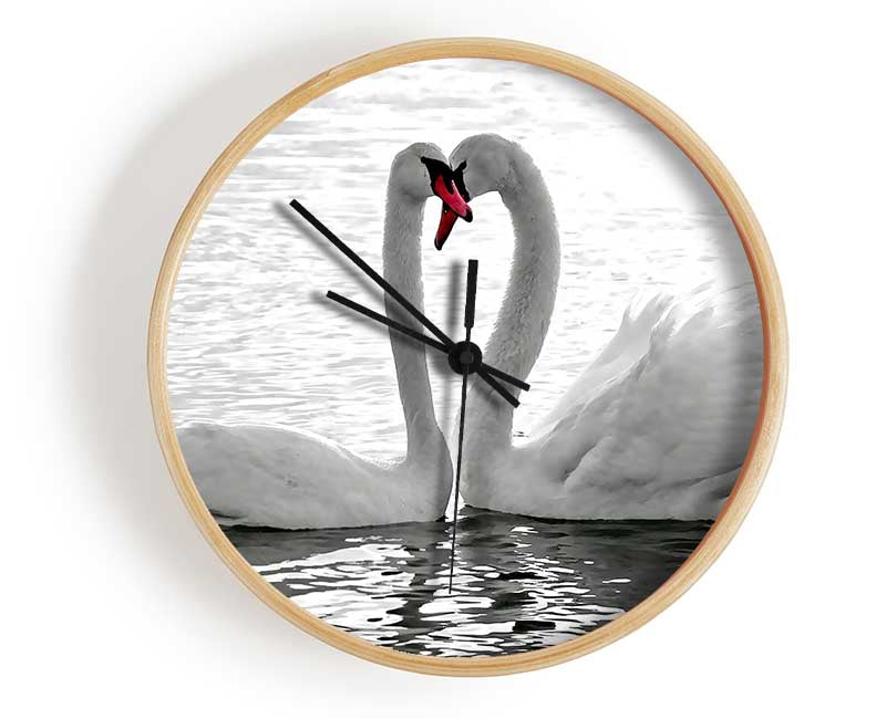 White Swans 2 Clock - Wallart-Direct UK