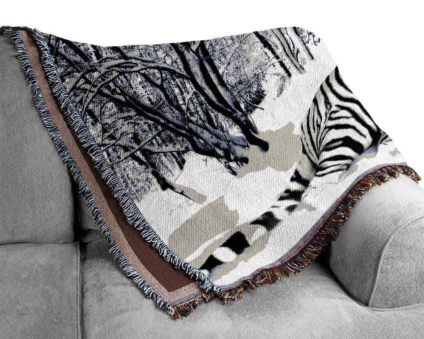 White Tiger In The Snow Woven Blanket