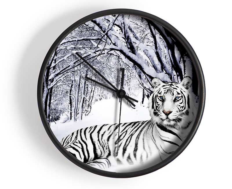 White Tiger In The Snow Clock - Wallart-Direct UK