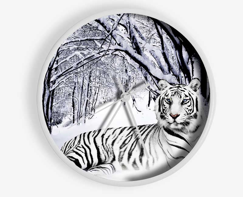 White Tiger In The Snow Clock - Wallart-Direct UK