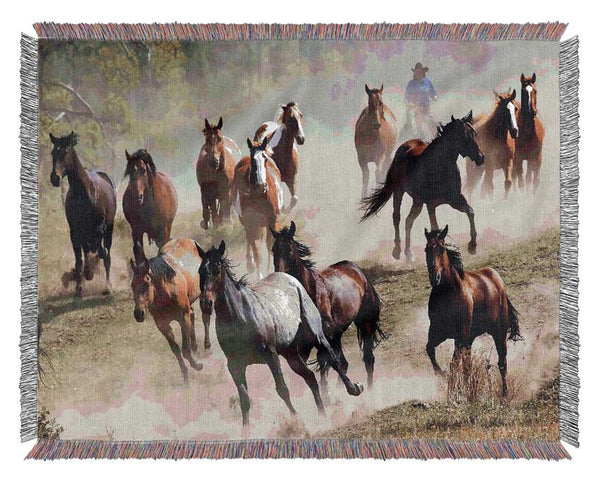 Wild Horse Stampede Woven Blanket