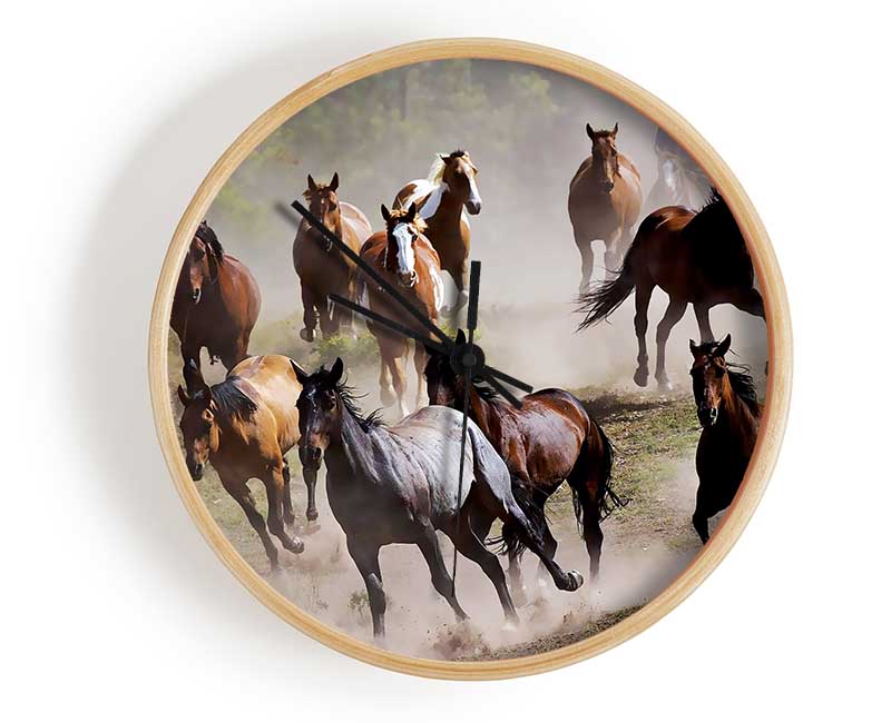 Wild Horse Stampede Clock - Wallart-Direct UK