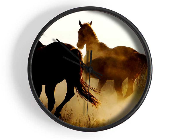 Wild Horses At Sunset Clock - Wallart-Direct UK