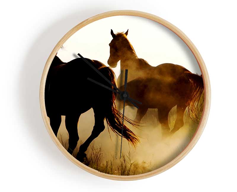 Wild Horses At Sunset Clock - Wallart-Direct UK