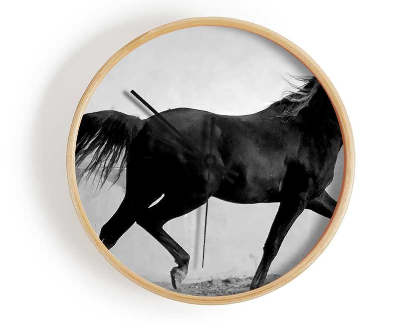 Wild Horses B n W Clock - Wallart-Direct UK