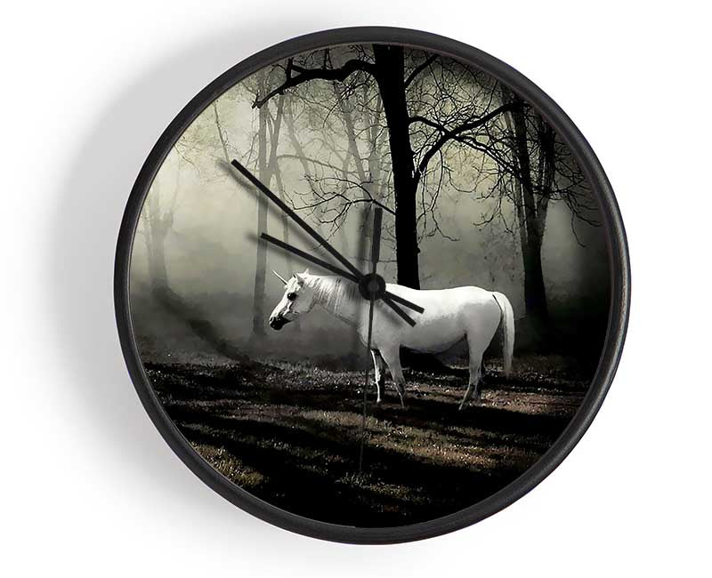 Wild White Unicorn In The Woodland Clock - Wallart-Direct UK