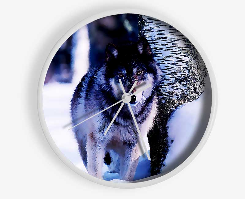 Wolf In The Snow Clock - Wallart-Direct UK