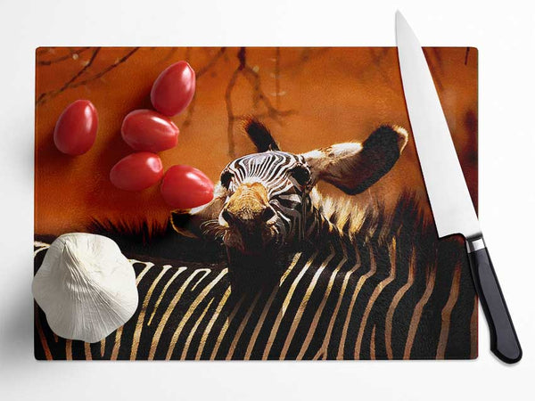 Zebra Family Love Glass Chopping Board