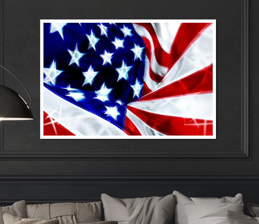 American Stars And Stripes Print Poster Wall Art