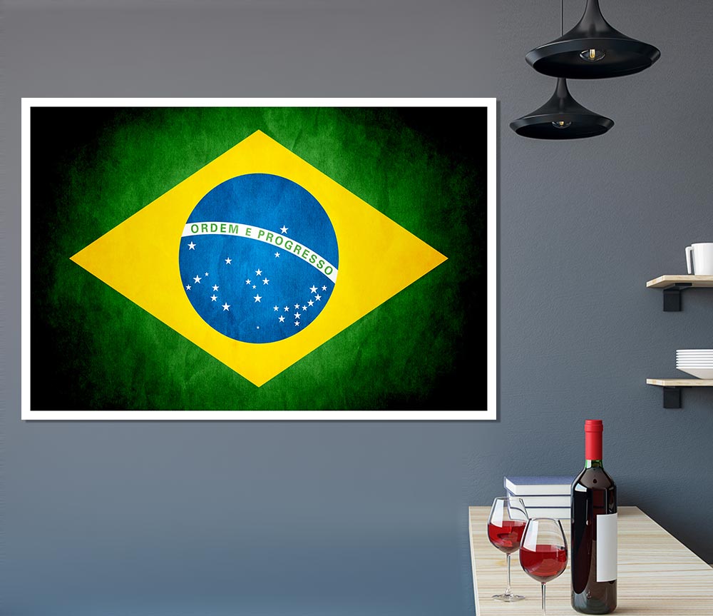 Brazillian Flag Print Poster Wall Art