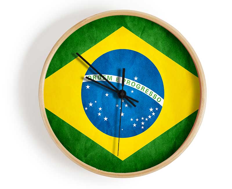 Brazillian Flag Clock - Wallart-Direct UK