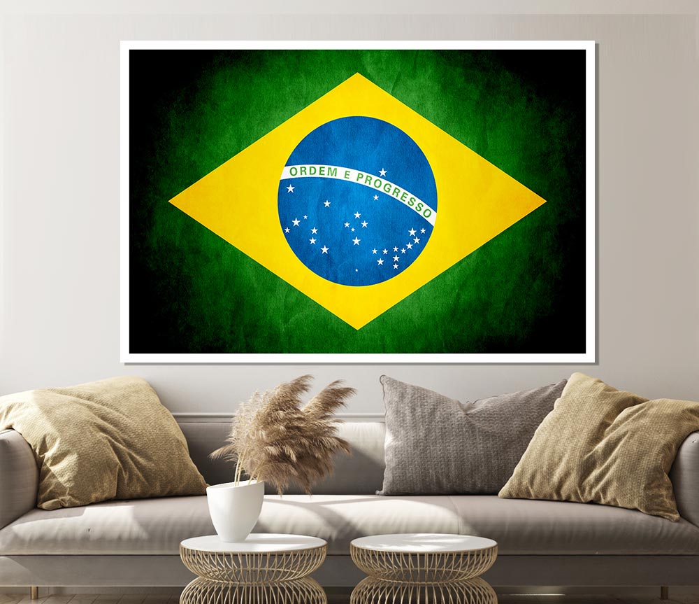 Brazillian Flag Print Poster Wall Art