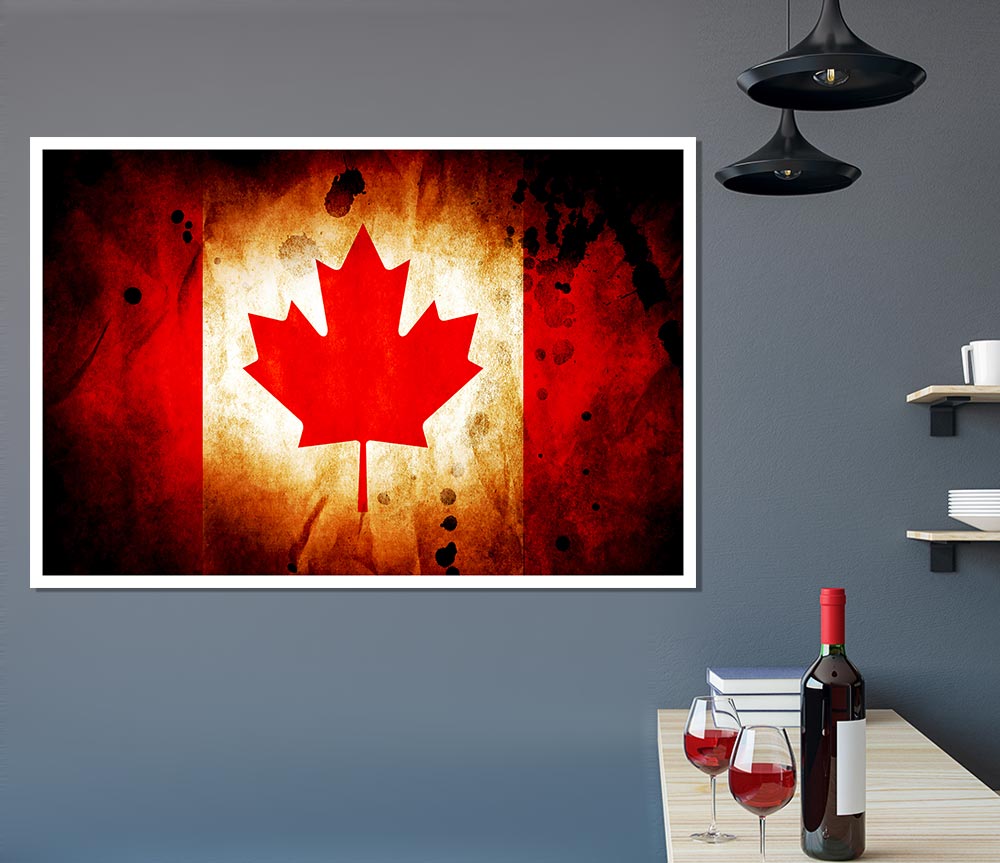 Canadian Flag Grunge Print Poster Wall Art