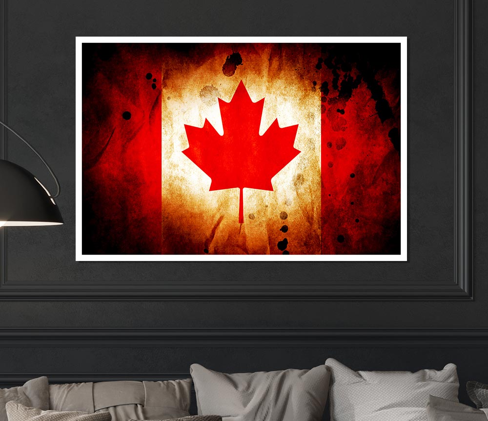 Canadian Flag Grunge Print Poster Wall Art