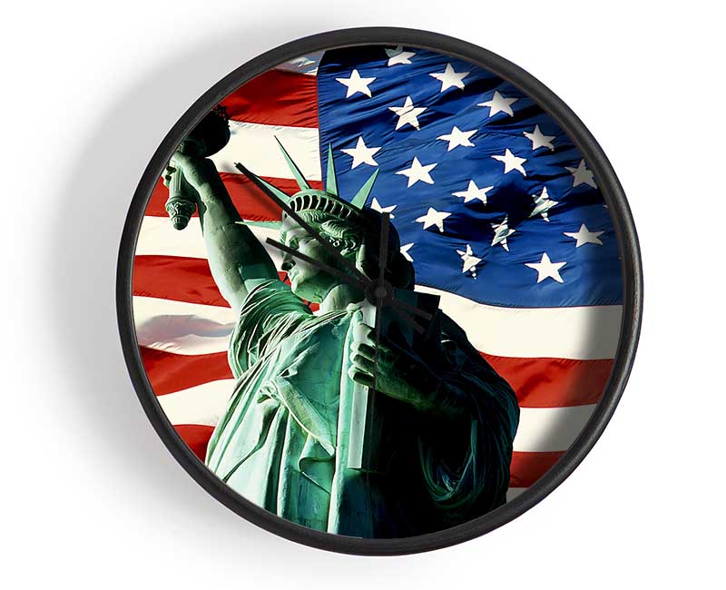 Stars And Stripes With Lady Liberty Clock - Wallart-Direct UK