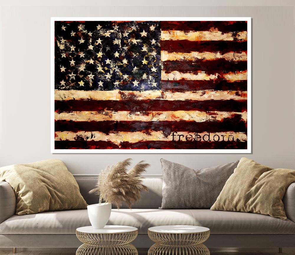 Freedom Flag Usa Print Poster Wall Art