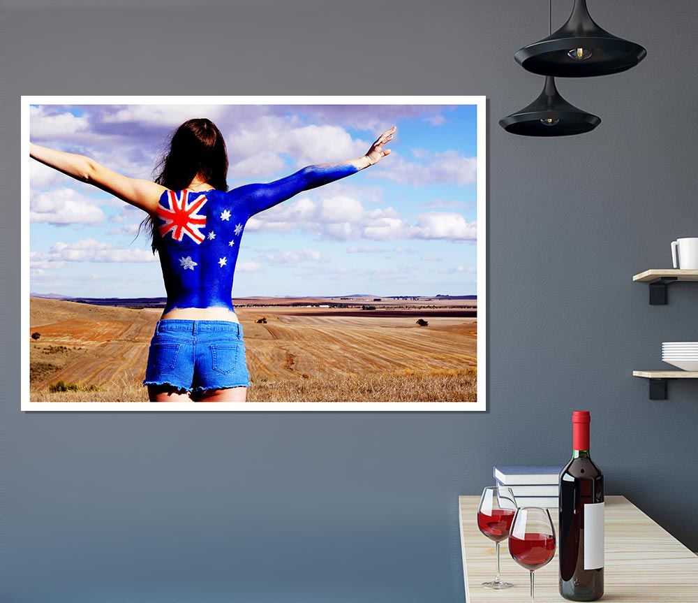 Australian Flag Woman Print Poster Wall Art