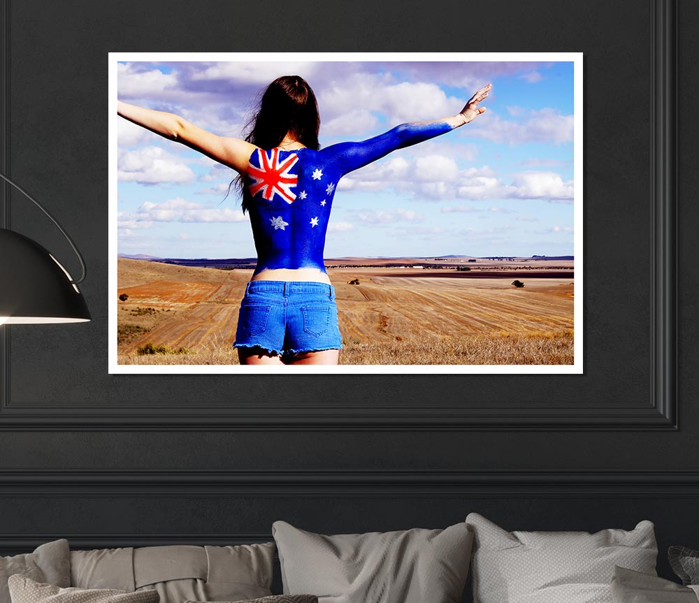 Australian Flag Woman Print Poster Wall Art