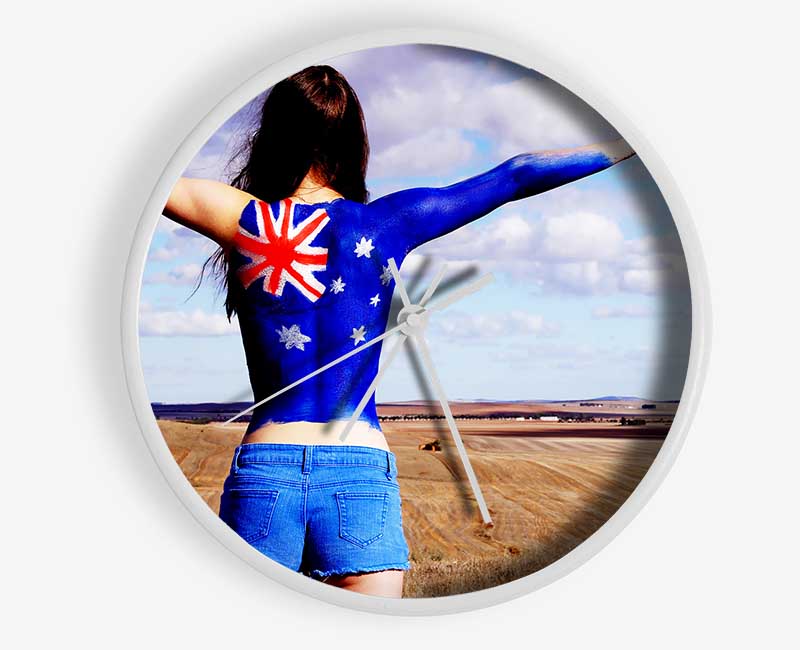 Australian Flag Woman Clock - Wallart-Direct UK