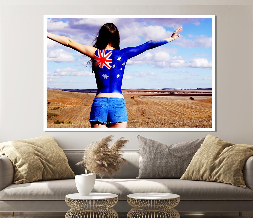 Australian Flag Woman Print Poster Wall Art