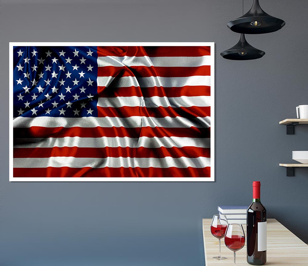 American Usa Flag Print Poster Wall Art