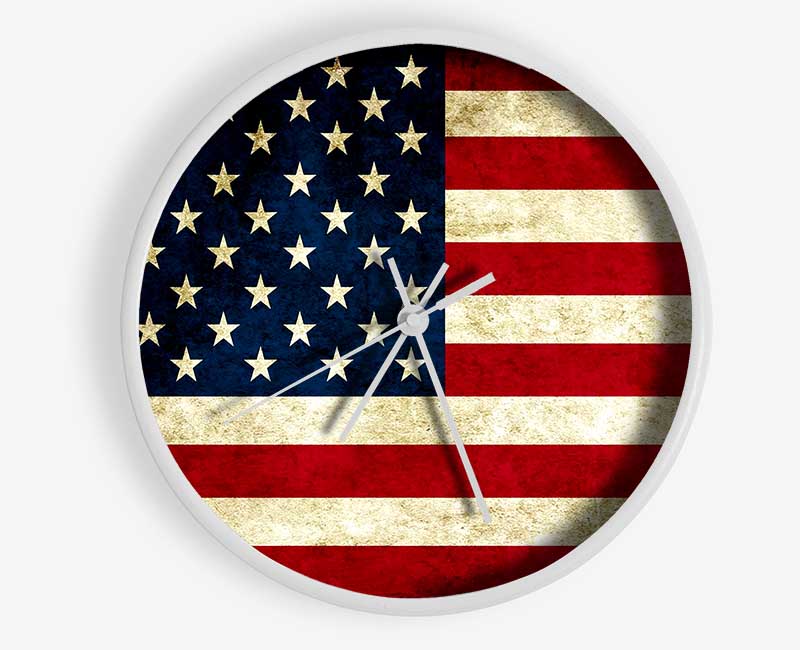 Grunge Flag Of America Clock - Wallart-Direct UK