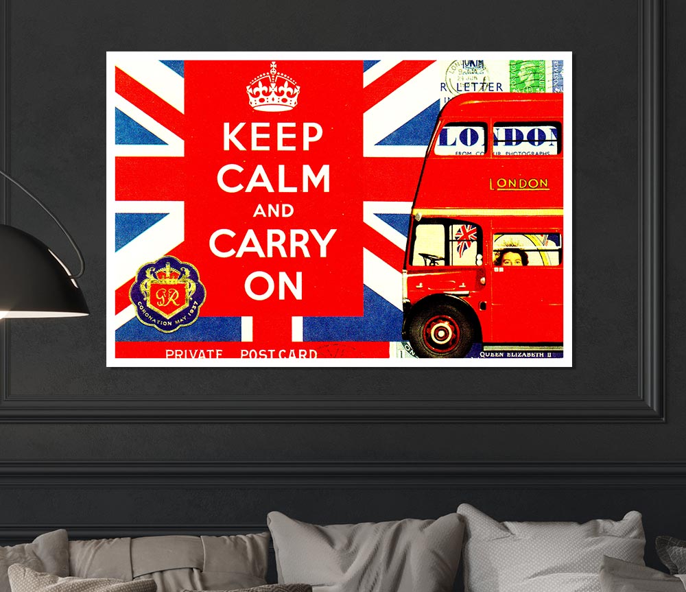 Uk Flag And Bus Print Poster Wall Art