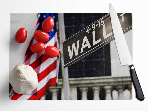 Wall Street Flag Glass Chopping Board