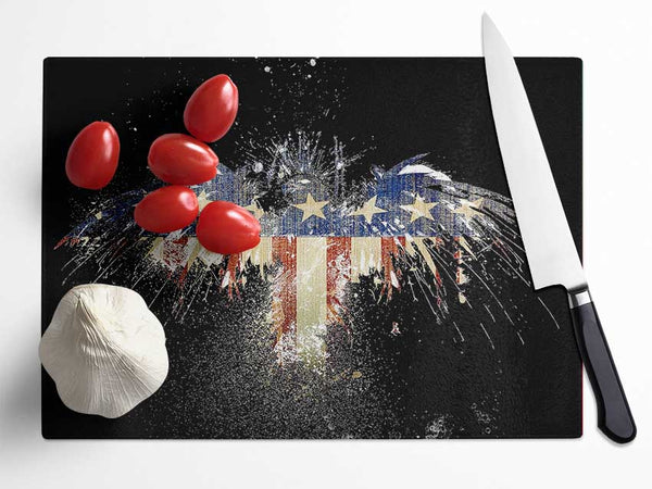 American Flag Eagle Glass Chopping Board