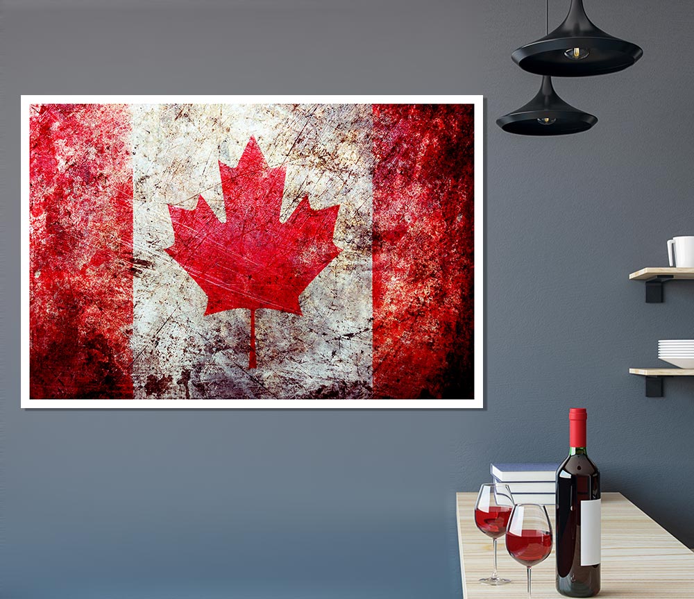 Canada Flag Grunge Print Poster Wall Art