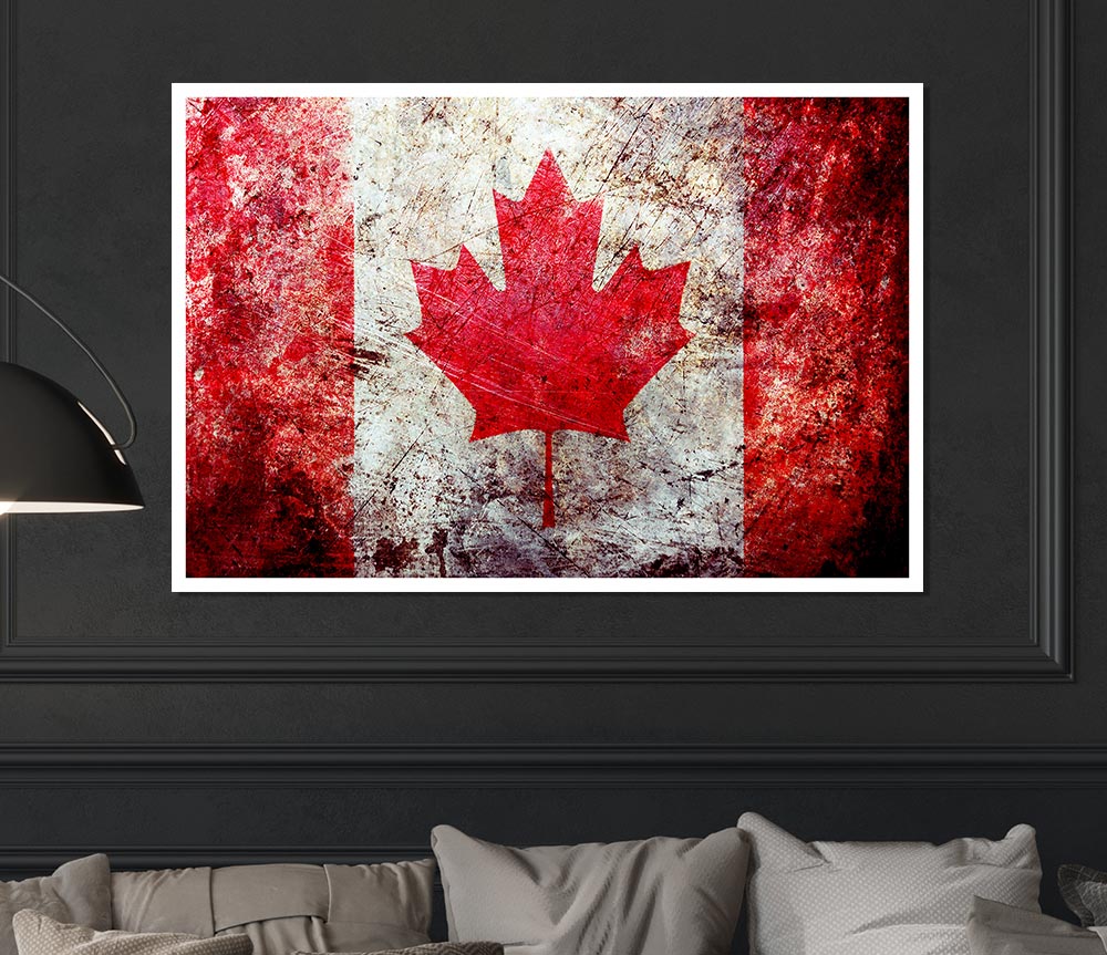 Canada Flag Grunge Print Poster Wall Art