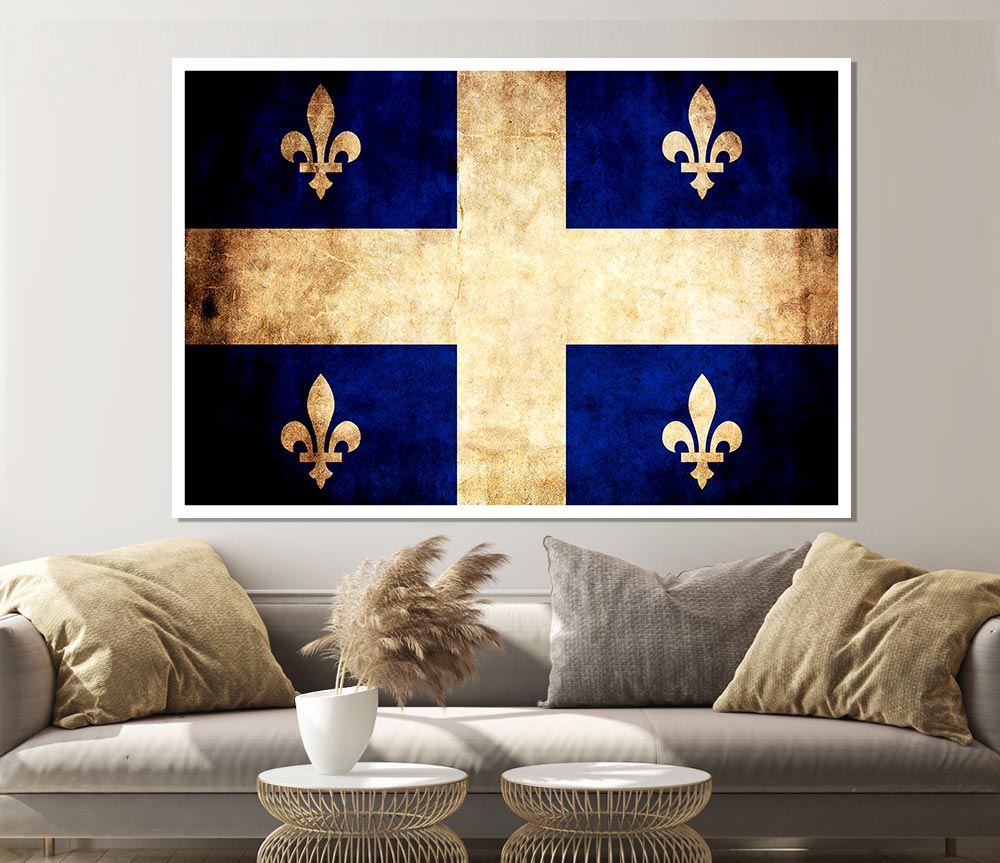 Canada Quebec Flag Print Poster Wall Art