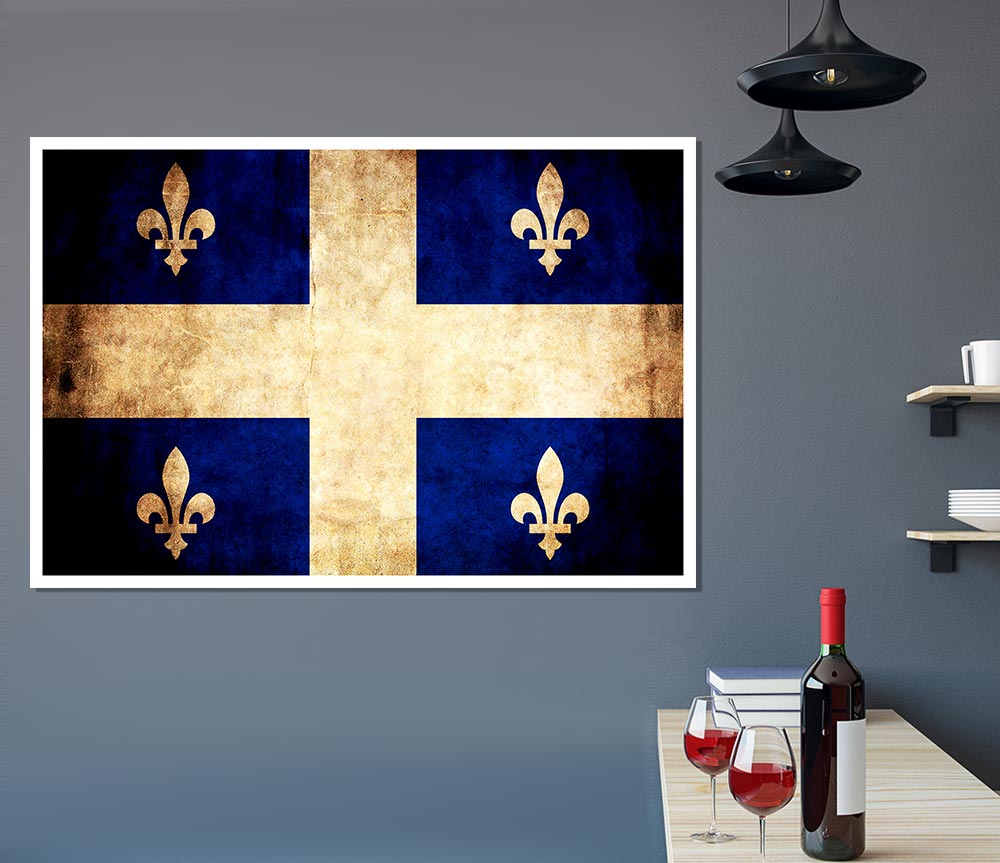 Canada Quebec Flag Print Poster Wall Art