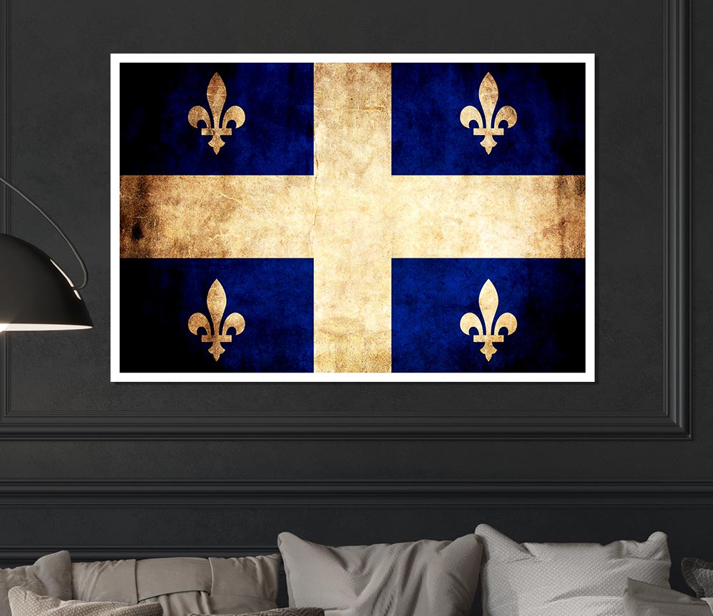 Canada Quebec Flag Print Poster Wall Art