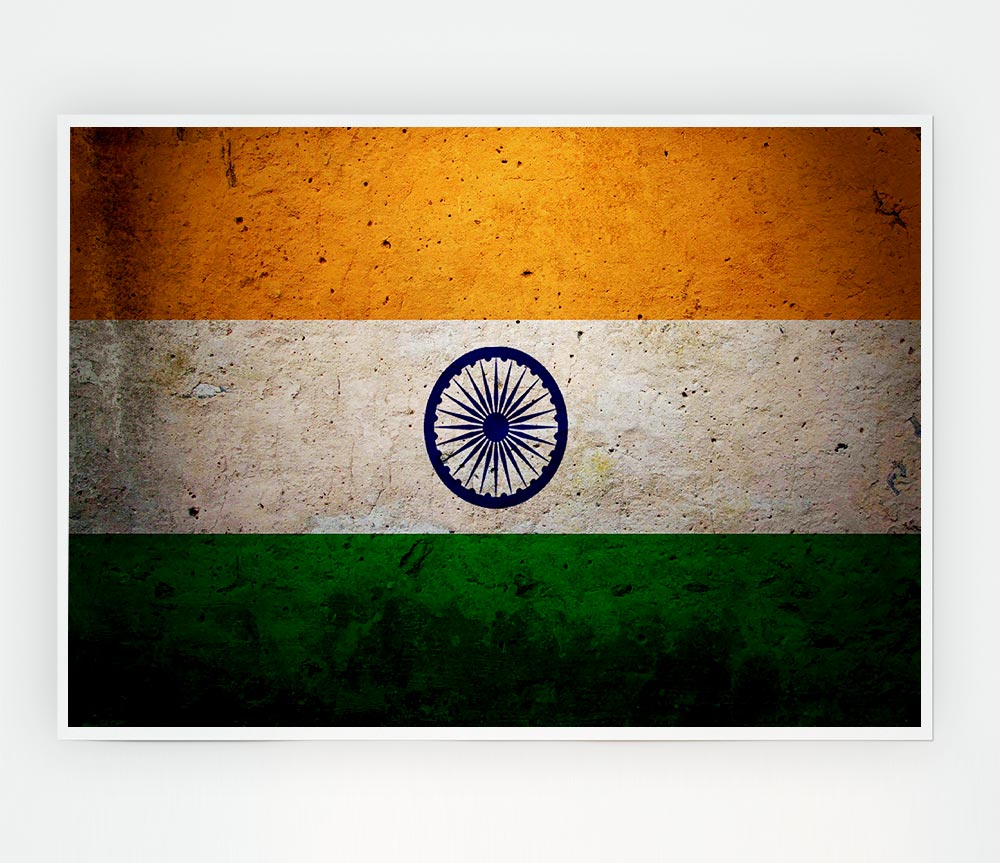 Indian Grunge Flag Print Poster Wall Art