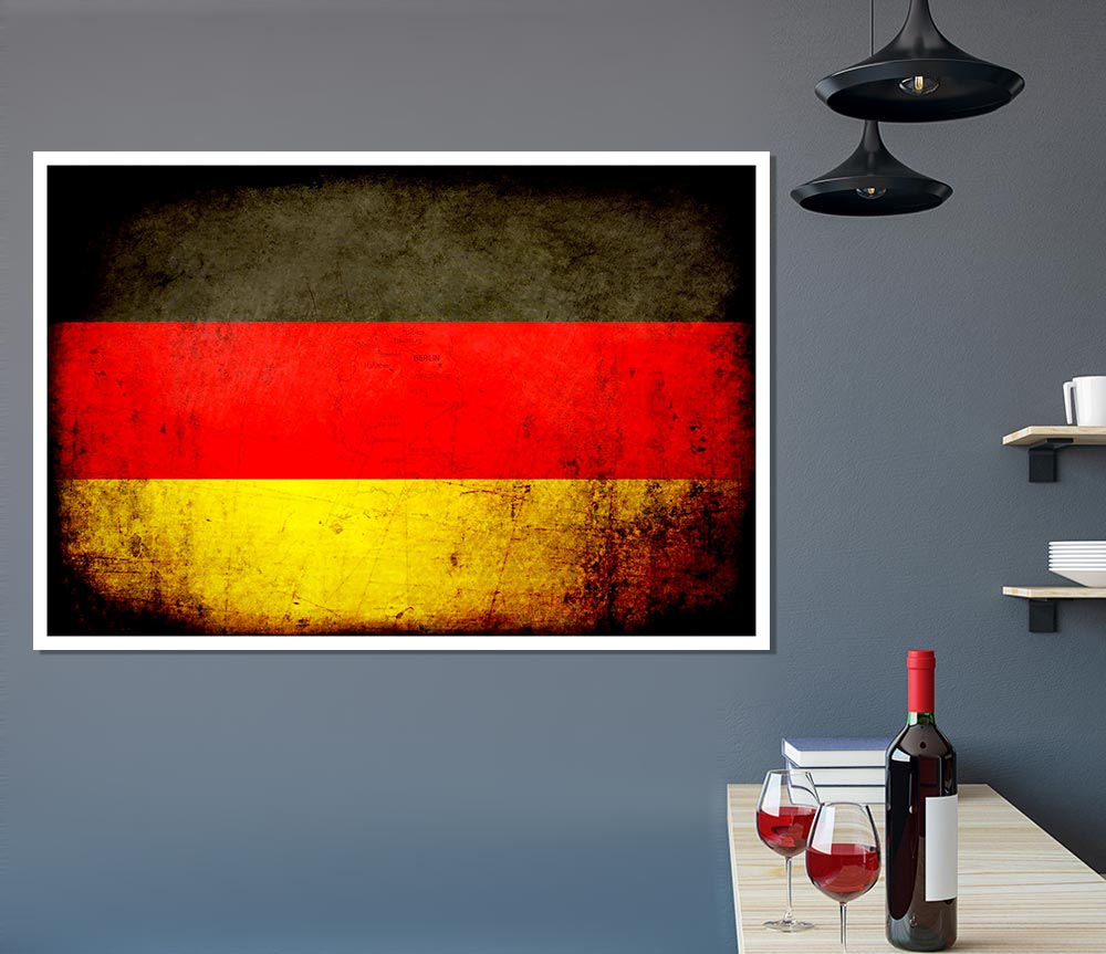 Germany Flag Grunge Print Poster Wall Art