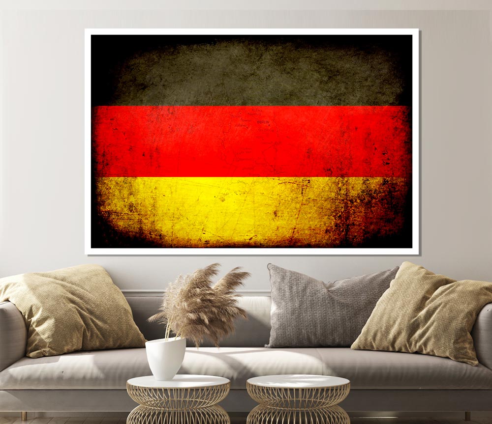 Germany Flag Grunge Print Poster Wall Art