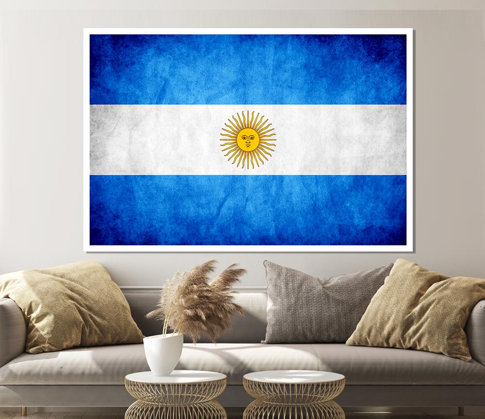 Argentina Flag Print Poster Wall Art